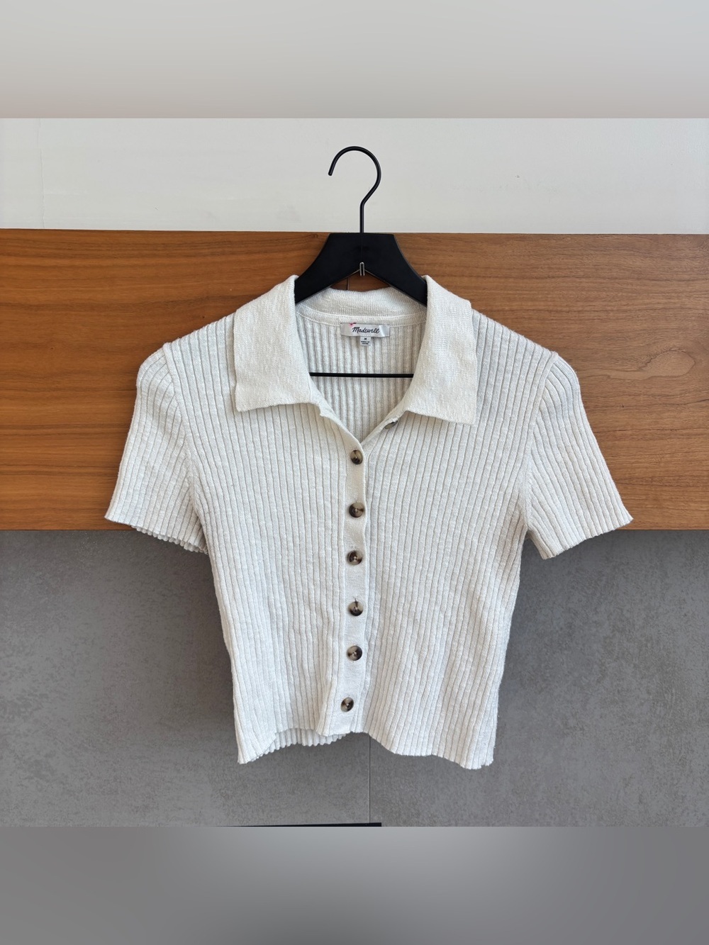Madewell Collared Cropped Tee, Size M